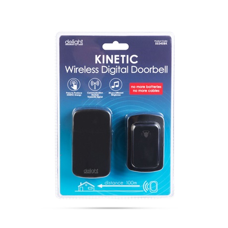 Delight 55345BK DIGITÁLIS ELEM- ÉS VEZETÉK NÉLKÜLI CSENGŐ - KINETIC - FEKETE Delight 55345BK DIGITÁLIS ELEM- ÉS VEZETÉK NÉLKÜLI CSENGŐ - KINETIC - FEKETE