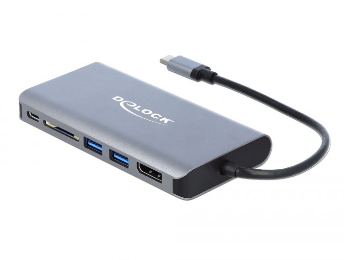 DeLock USB-C dokkoló állomás 4K HDMI DP USB3.2 SD LAN PD 3.0 (87683)
