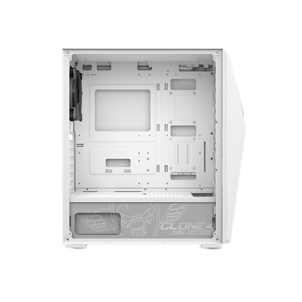 Spirit of Gamer Számítógépház - CLONE 4 White (fekete, ablakos, 8x12cm ventilátor, alsó táp,  ATX, 1xUSB3.0, 2xUSB2.0)