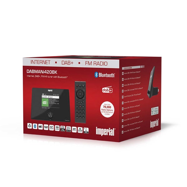 Imperial DABMANI420BK kompakt hibrid rádió (internet, DAB+, FM Hi-Fi tuner) Bluetooth®-szal