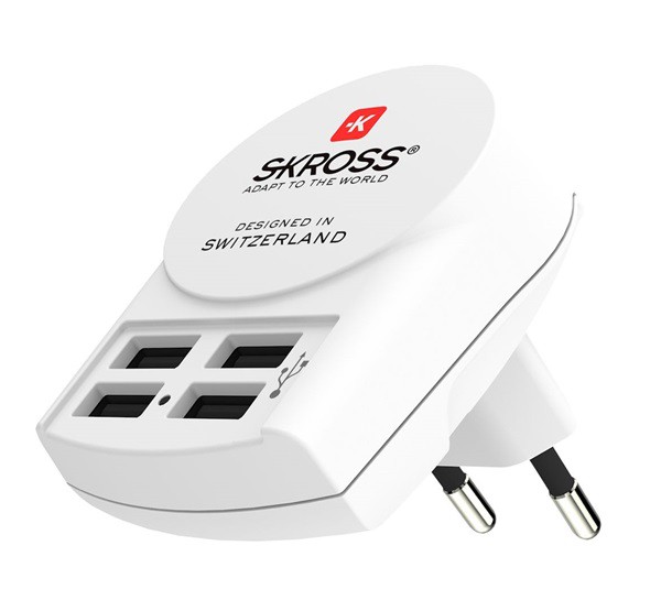 SKROSS hálózati töltő 4 USB aljzat (5V / 4800mA) FEHÉR (1.302422)