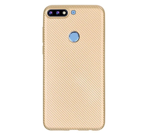 Szilikon telefonvédő (karbon minta) ARANY [Huawei Y7 Prime 2018 (Y7 2018)]