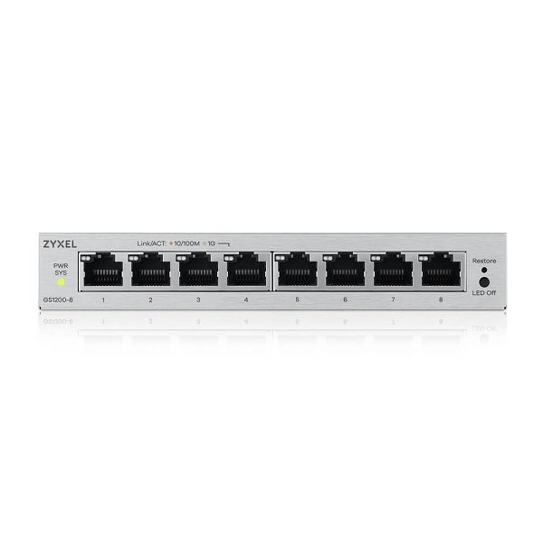 ZYXEL  GS1200-8V3-EU0101F 8x1000Mbps Fémházas Asztali Web menedzselés Switch