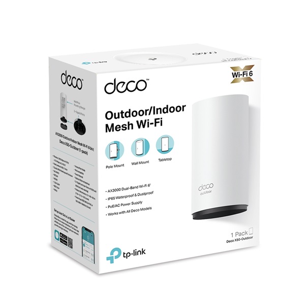 TP-Link DECO X50-Outdoor AX3000 Whole Home Mesh Wi-Fi 6 802.11ax Kültéri Vezeték nélküli rendszer (1db-os) TP-Link DECO X50-Outdoor AX3000 Whole Home Mesh Wi-Fi 6 802.11ax Kültéri Vezeték nélküli rendszer (1db-os)