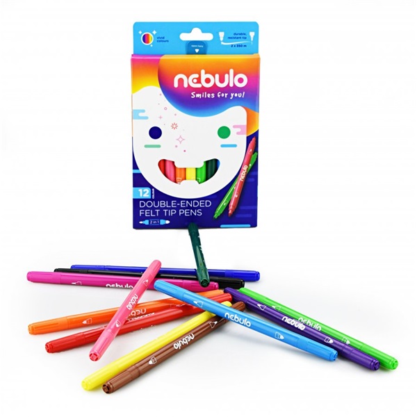 Nebuló Kétvégű filctoll 12db-os szett (NFT-2X-12) Nebuló Kétvégű filctoll 12db-os szett (NFT-2X-12)