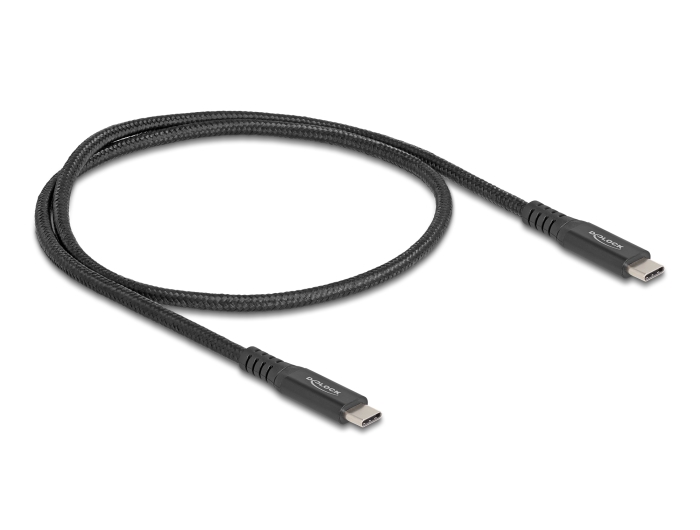 Delock USB 20 Gbps kábel USB Type-C  apa - apa PD 3.0 100 W E-Marker 0,5 m fekete fém (80023)