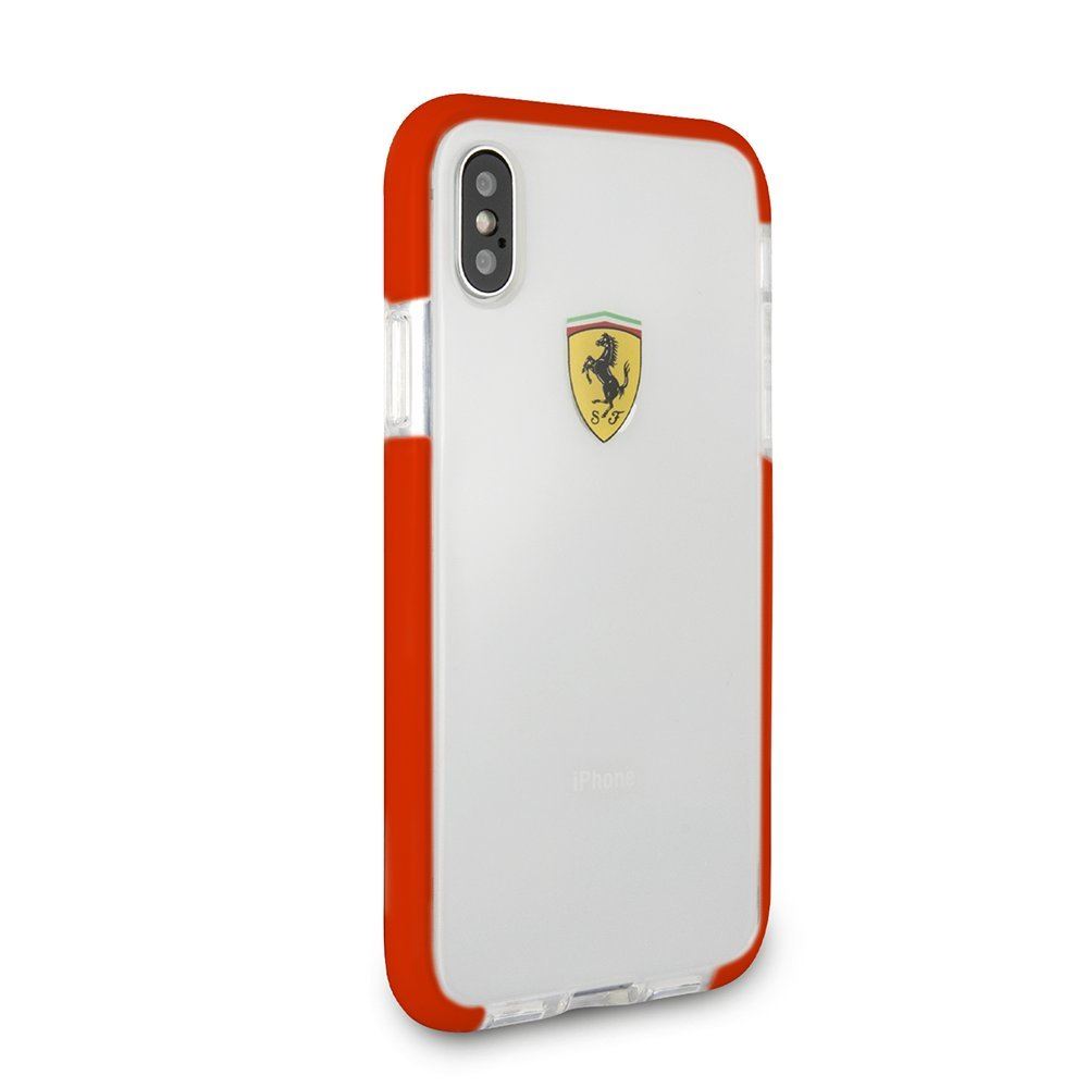 Ferrari iPhone X tok átlátszó-piros (FEGLHCPXRE)