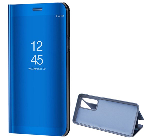 Tok álló (aktív FLIP, oldalra nyíló, asztali tartó funkció, tükrös felület, Mirror View Case) KÉK [Huawei P40]
