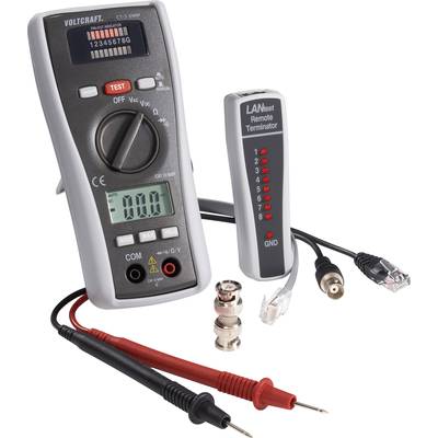 Vezetékvizsgáló koax kábel teszter, UTP, LAN hálózati kábel teszter RJ11/RJ45, BNC kábelekhez Voltcraft CT-3