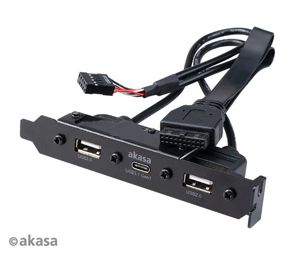 Akasa USB 3.1 Gen 1 Type-C x 1 és USB 2.0 Type-A x 2 hátlapi panel (AK-CBUB53-40BK) Akasa USB 3.1 Gen 1 Type-C x 1 és USB 2.0 Type-A x 2 hátlapi panel (AK-CBUB53-40BK)