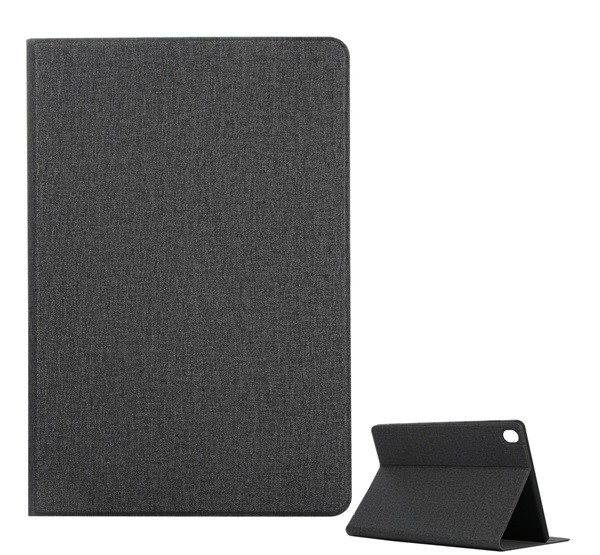 Tok álló, bőr hatású (FLIP, oldalra nyíló, asztali tartó funkció, textil hatás) FEKETE [Huawei MediaPad M6 10.8 LTE]