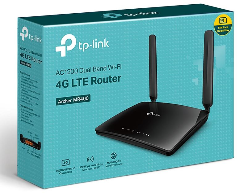 TP-LINK Archer MR400 AC1200 Wireless Dual Band 4G LTE Router