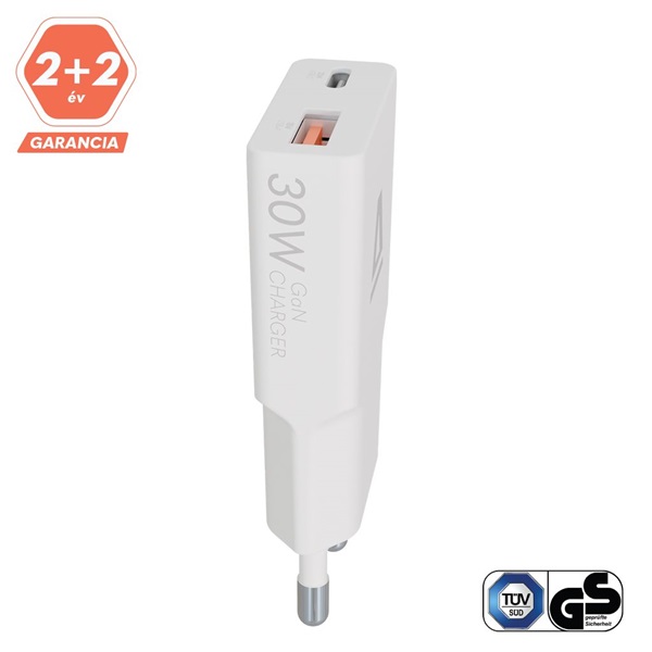 AVAX CH641W NANO SLIM 30W USB-C (PD3.0)+USB-A (QC3.0) fehér hálózati töltő