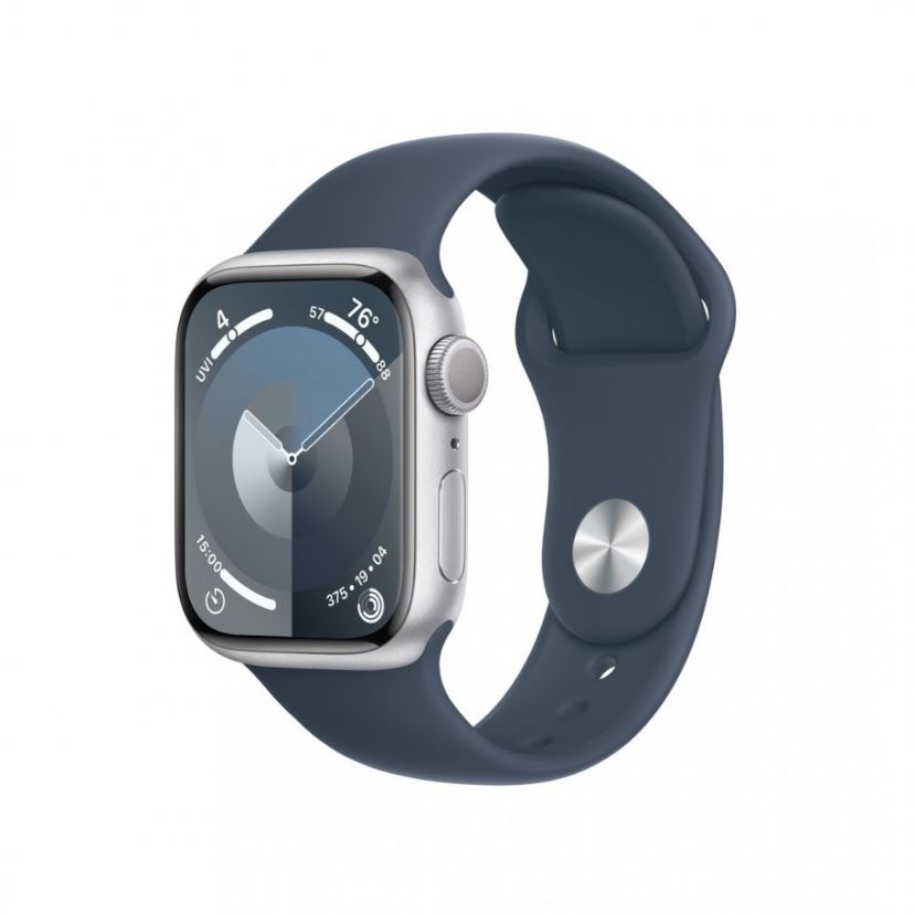 Apple Watch S9 41mm ezüst  aluminiumtok,sötétkék sport szíj (APPLE-MR913QH-A)