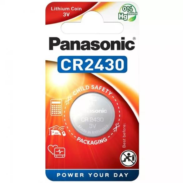 Panasonic CR2430 3V lítium gombelem (1db/csomag) (CR2430L-1BP-PAN) Panasonic CR2430 3V lítium gombelem (1db/csomag) (CR2430L-1BP-PAN)