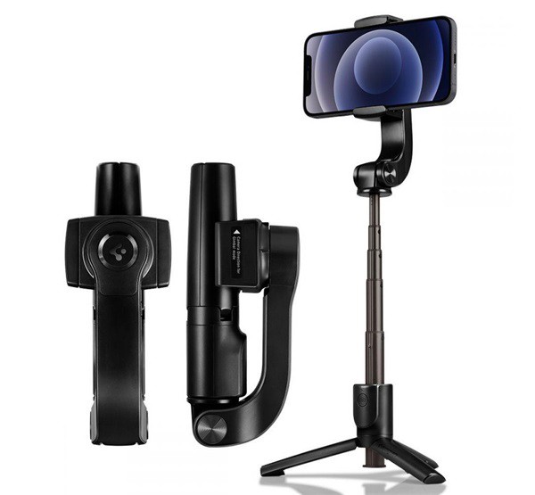 SPIGEN S610W állvány (Bluetooth vezerlő gomb, selfiebot, 50cm magas, 90°-ban forgatható, gimbal mód) FEKETE (S610W) SPIGEN S610W állvány (Bluetooth vezerlő gomb, selfiebot, 50cm magas, 90°-ban forgatható, gimbal mód) FEKETE (S610W)