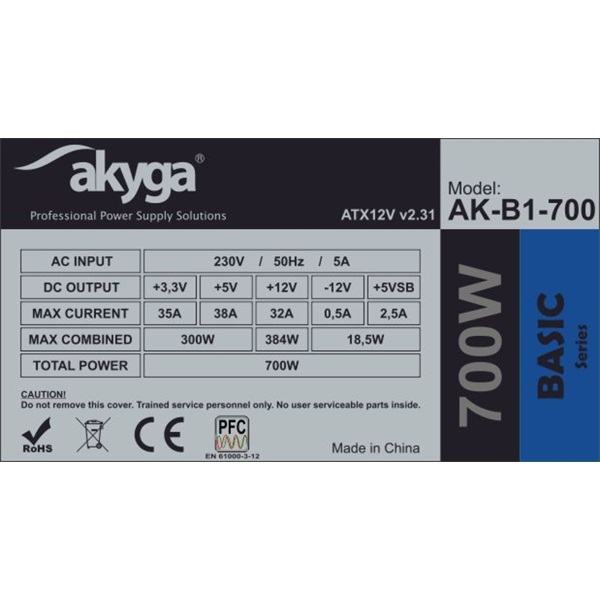 Akyga 700W Basic tápegység OEM (AK-B1-700)