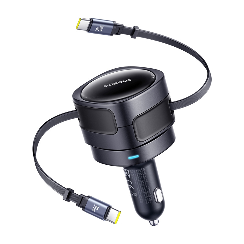 Baseus Enjoyment Max autós töltő USB-C+USB-C kábelekkel 60W Fekete