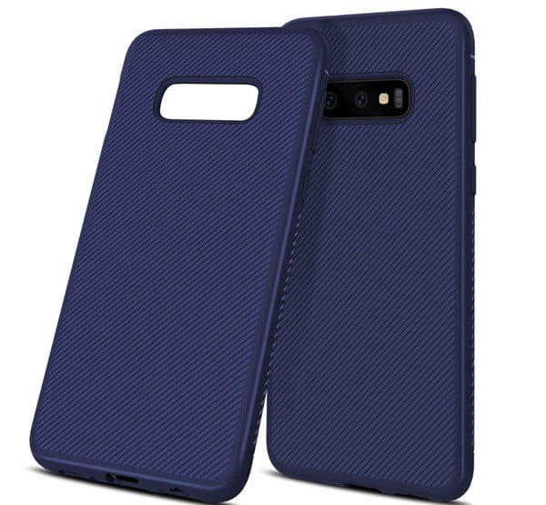 Szilikon telefonvédő (közepesen ütésálló, csíkos minta) SÖTÉTKÉK [Samsung Galaxy S10e (SM-G970)]