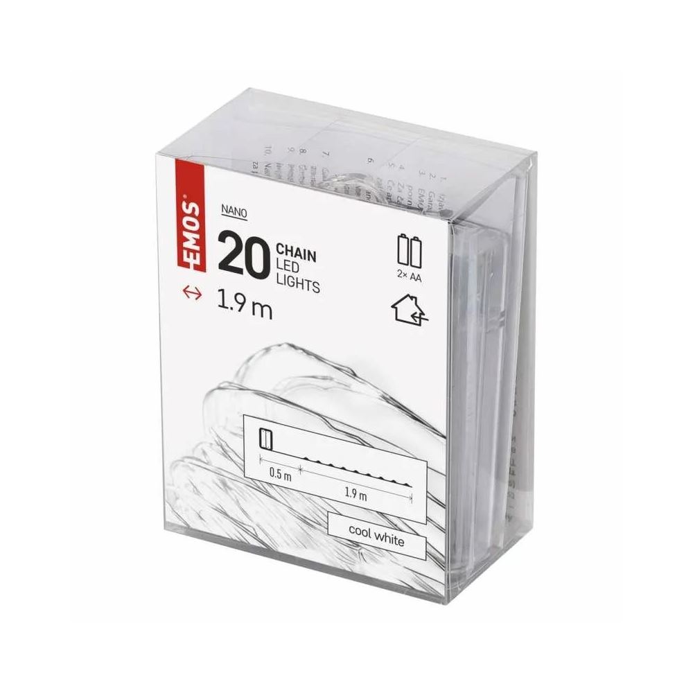 EMOS LED karácsonyi nano fényfüzér 1.9m beltéri időzítős 2xAA ezüst kábel hidegfehér (D3AC07) EMOS LED karácsonyi nano fényfüzér 1.9m beltéri időzítős 2xAA ezüst kábel hidegfehér (D3AC07)