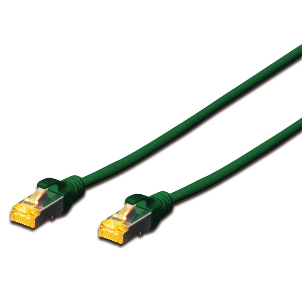 RJ45 Hálózat Csatlakozókábel CAT 6A S/FTP 2.00 m Zöld Halogénmentes, sodort érpár, Védővel, Lángálló Digitus RJ45 Hálózat Csatlakozókábel CAT 6A S/FTP 2.00 m Zöld Halogénmentes, sodort érpár, Védővel, Lángálló Digitus
