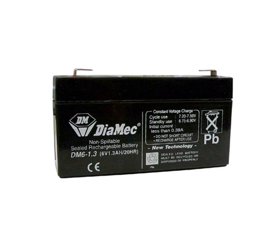 Diamec zselés ólomsavas gondozásmentes akkumulátor 6V 1300mAh 96.5x23.5x56.5mm (DM6-1.3) Diamec zselés ólomsavas gondozásmentes akkumulátor 6V 1300mAh 96.5x23.5x56.5mm (DM6-1.3)