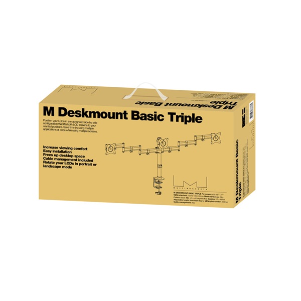 MULTIBRACKETS Asztali konzol (3 képernyős rögzítőkar), M Deskmount Basic Triple (15-27", max.VESA: 100x100 mm, 8 kg)