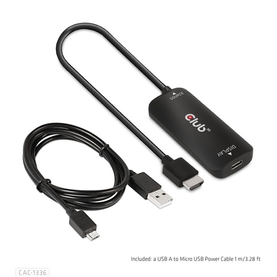 Club3D HDMI + Micro USB to USB Type-C 4K120Hz or 8K30Hz Active Adapter M/F Club3D HDMI + Micro USB to USB Type-C 4K120Hz or 8K30Hz Active Adapter M/F