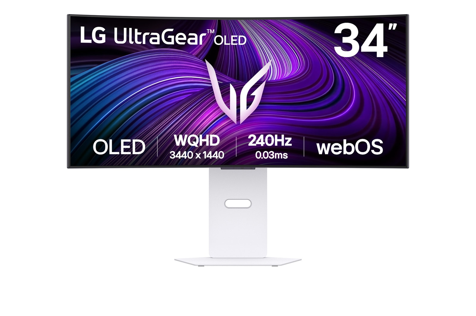 LG  34" 34GX90SA Monitor 3440x1440, WQHD, OLED, 240Hz, 0,03ms, Ívelt, LAN, webOS, FreeSync, G-Sync, Gamer, Smart, Fehér