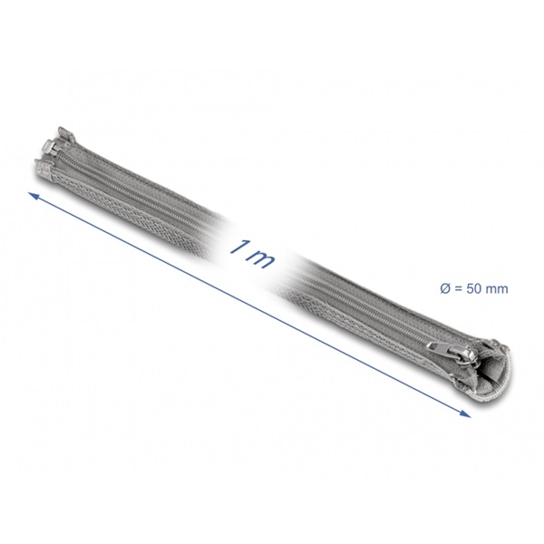 Delock 20826 1mx50mm szürke hőálló zipzáras fonott kábelharisnya Delock 20826 1mx50mm szürke hőálló zipzáras fonott kábelharisnya