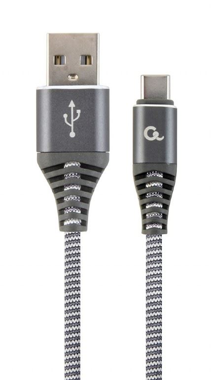 Gembird USB 2.0 A -> USB-C M/M adatkábel 1m szürke-fehér szövet borítás (CC-USB2B-AMCM-1M-WB2) Gembird USB 2.0 A -> USB-C M/M adatkábel 1m szürke-fehér szövet borítás (CC-USB2B-AMCM-1M-WB2)