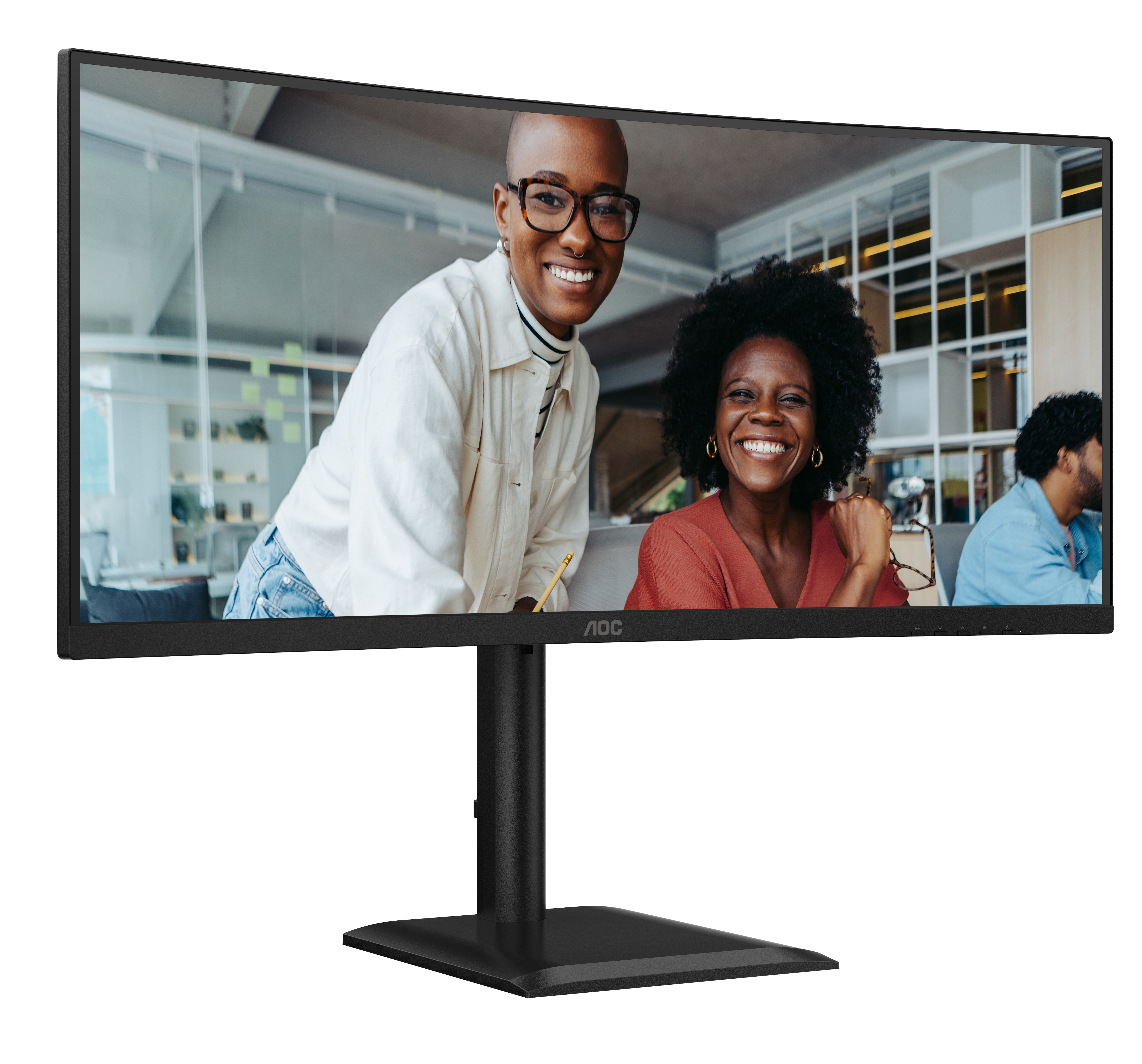 AOC 34" CU34E4CV Monitor - 3440x1440, UWQHD, LED, VA, 120Hz, 4ms, Ívelt, Hangszóró, LAN, FreeSync, Fekete
