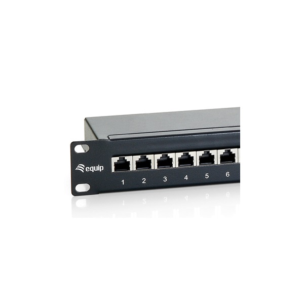 Equip   326424  24 port Cat6 1U árnyékolt  Patch panel Fekete