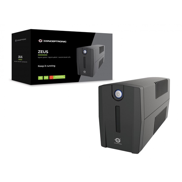Conceptronic ZEUS07ES 2x Schuko 1000VA line-interaktív Szünetmentes Fekete Conceptronic ZEUS07ES 2x Schuko 1000VA line-interaktív Szünetmentes Fekete