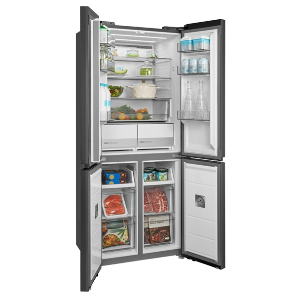 Midea MDRM587BIE70 Hűtő:276L Fagyasztó:150L No frost négyajtós hűtőszekrény Inox