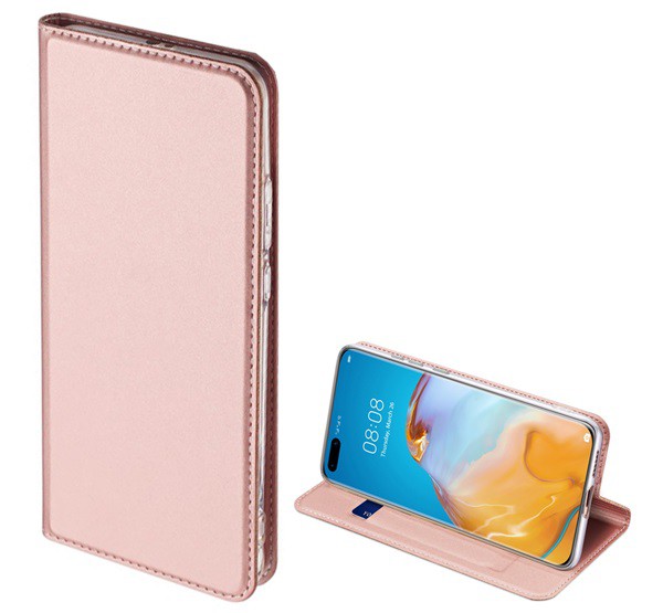 DUX DUCIS SKIN PRO tok álló, bőr hatású (FLIP, oldalra nyíló, bankkártya tartó, asztali tartó funkció) ROZÉARANY [Huawei P40 Pro 5G]