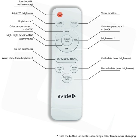 Avide ACLOCCT-48W-R-ST MENNYEZETI LÁMPA LED 48W TÁVIRÁNYÍTÓVAL