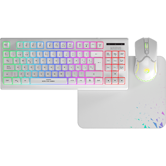 BILL MARVO Loot 30 billentyűzet+egér+egérpad combo - Fehér - UK /Membrán/