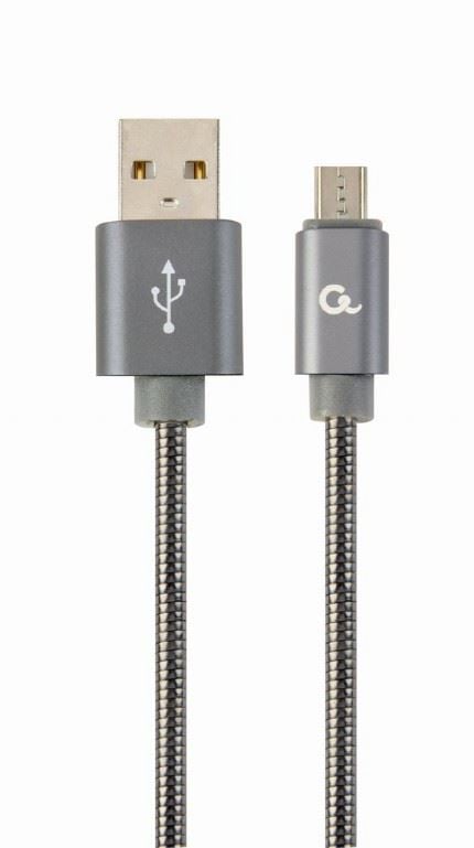 Gembird Micro-USB - USB-A adat- és toltőkábel 1m metálszürke (CC-USB2S-AMmBM-1M-BG) Gembird Micro-USB - USB-A adat- és toltőkábel 1m metálszürke (CC-USB2S-AMmBM-1M-BG)