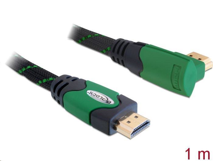 Delock 82951 High Speed derékszögű HDMI kábel 4K fekete-zöld 1m Delock 82951 High Speed derékszögű HDMI kábel 4K fekete-zöld 1m