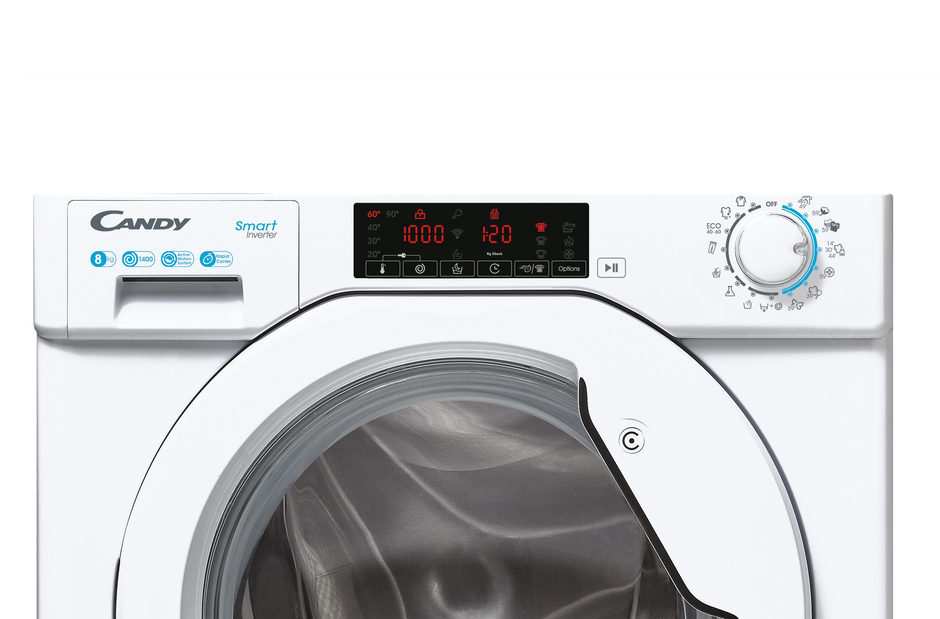 Candy CBW 48TWME-S Beépíthető elöltöltős mosógép – 8 kg, 1400 ford./perc, A Energiaosztály, Smart Inverter, Mix Power System +  