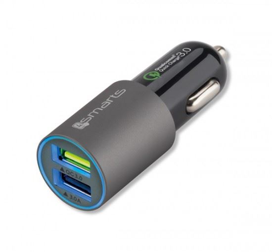 4smarts Rapid autós gyorstöltő adapter 2XUSB, QC 3.0, 3.1A, 30W matt-szürke (4S464458)