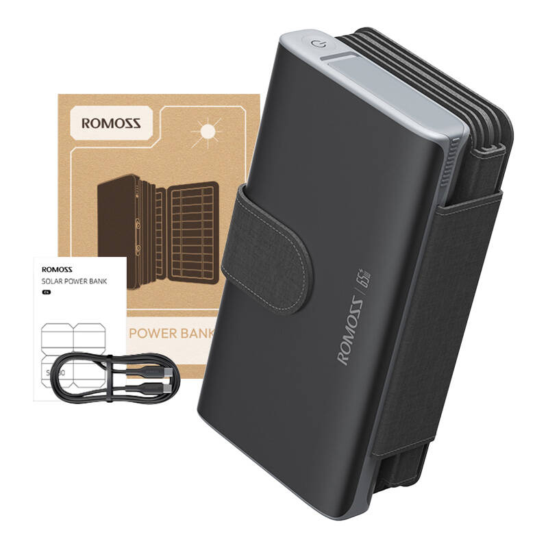 ROMOSS Solar Powerbank 30000mAh 65W Fekete