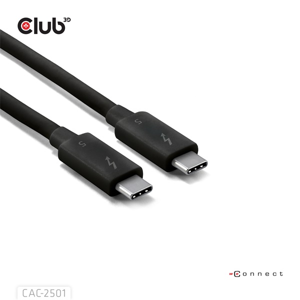 Club 3D CAC-2501  Thunderbolt 5 USB-C to USB-C  240W 80/120 Gbps EPR  8K240Hz  1m Kábel  