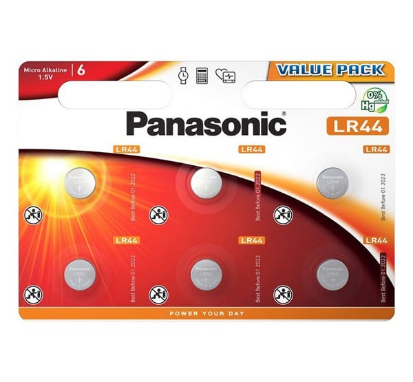 PANASONIC gombelem (LR44EL/6BP, 1.5V, alkáli) 6db / csomag (LR44EL-6BP) PANASONIC gombelem (LR44EL/6BP, 1.5V, alkáli) 6db / csomag (LR44EL-6BP)