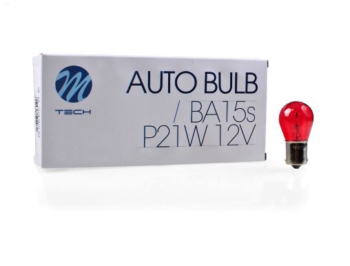 M-Tech BA15s S25, piros halogén izzó 12V - 21W 1db (72Z38)