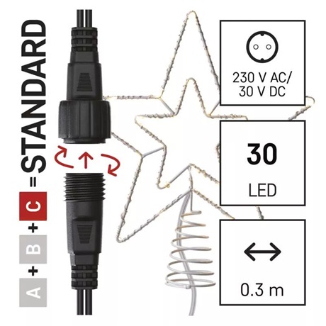 Emos D1ZW01 CSILLAG CSÚCSDÍSZ 30LED Emos D1ZW01 CSILLAG CSÚCSDÍSZ 30LED