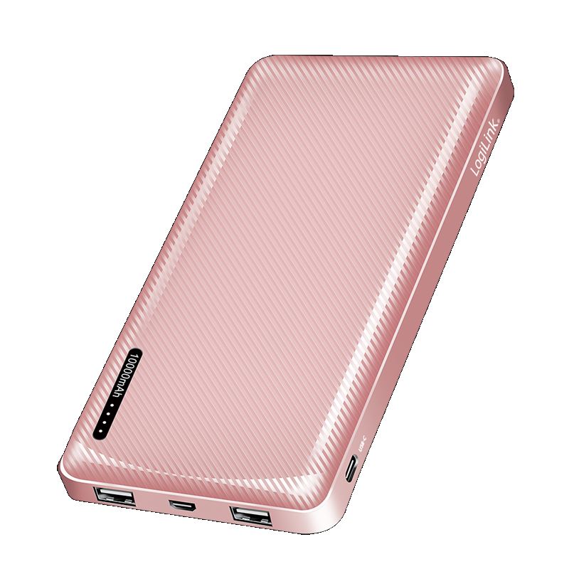 Logilink 10.000 mAh 2x USB-A USB-C  gyorstöltéssel  Powerbank Rózsaarany
