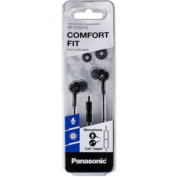 Panasonic RP-TCM115E-K mikrofonos fülhallgató fekete