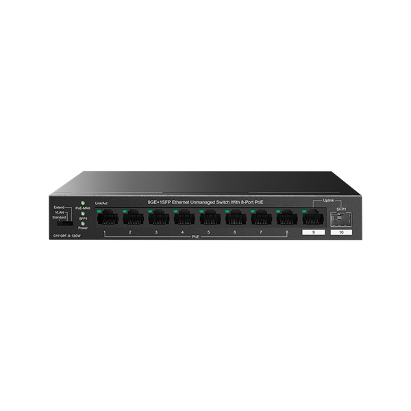 IP-COM  G1110PF-8-120W  9x1Gbps  1x SFP  8x af/at PoE port 110W, 20Gbps Switch PoE